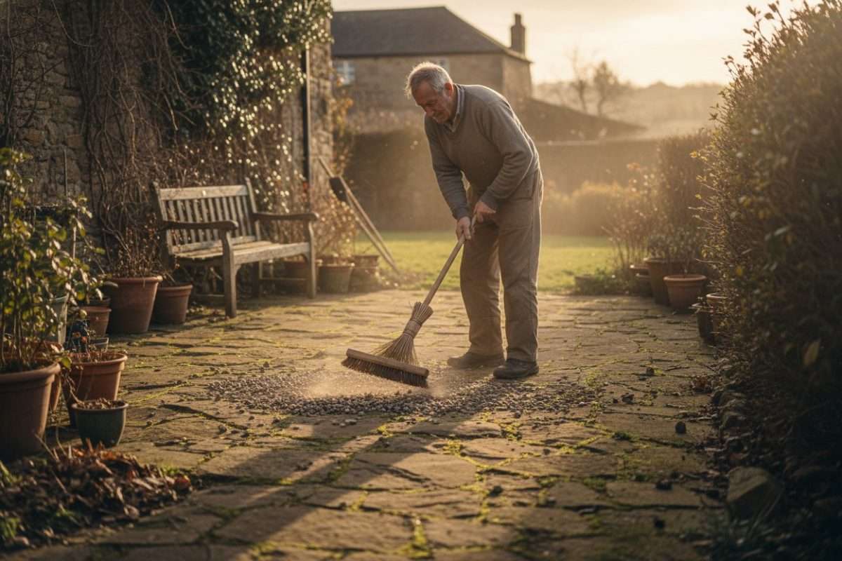 Raviver des dalles gravillonnées noircies naturellement