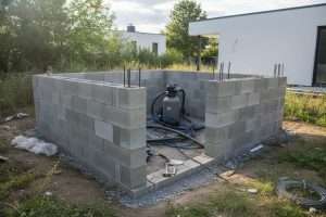 Construire local technique piscine : le parpaing, étape par étape