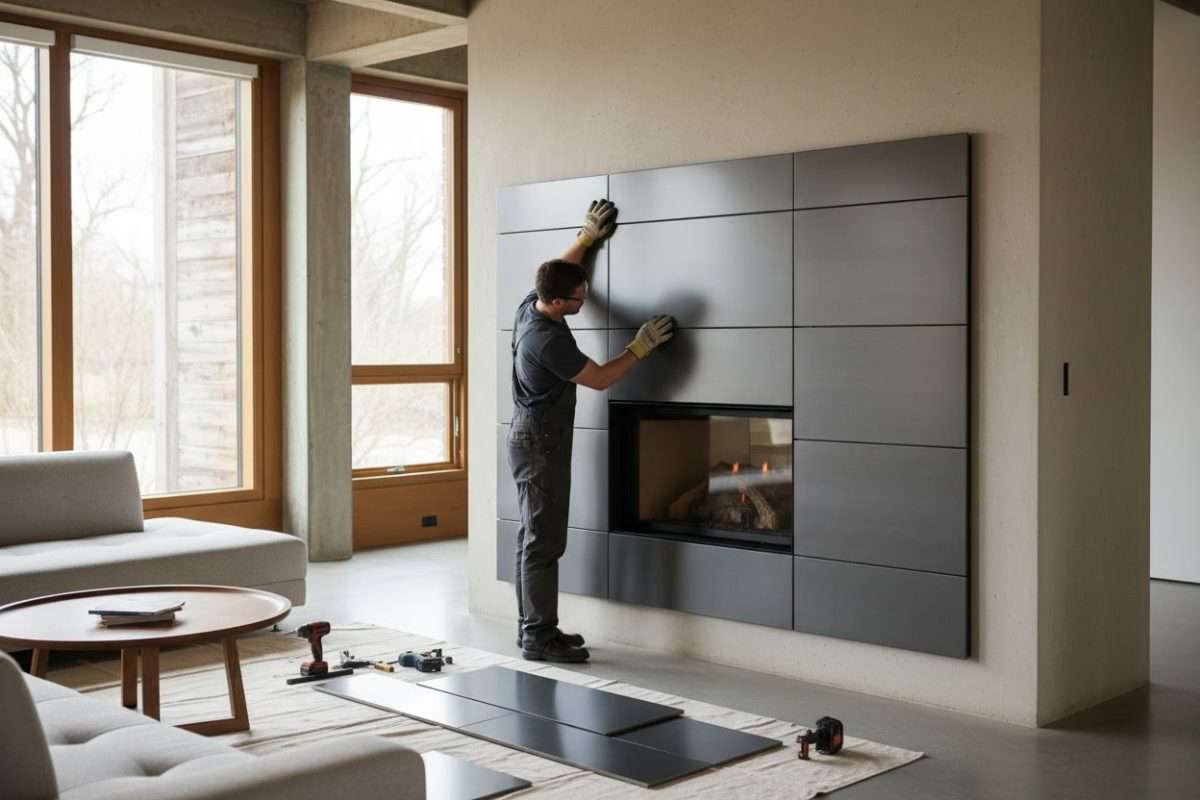 Habillage cheminée moderne à faire soi-même