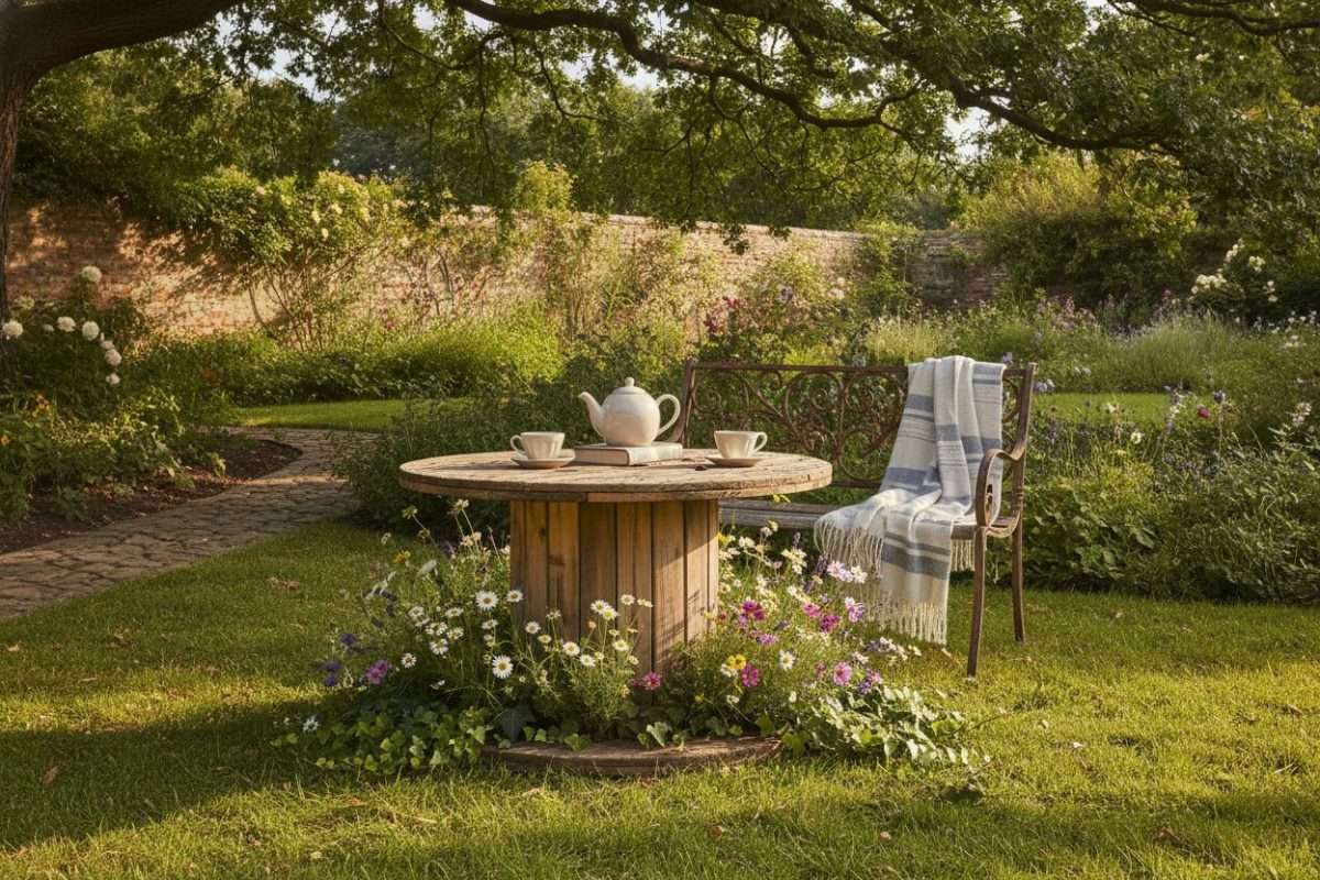 Relooker et transformer un touret en table de jardin